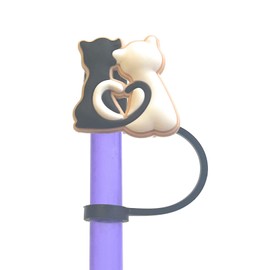 6 Pack Straw Toppers, Silicone 8mm Straw Tip Covers for Tumblers, Reusable Dust-Proof Drinking Straw Toppers for 6-8mm Straws (Cat Mom Bundle)