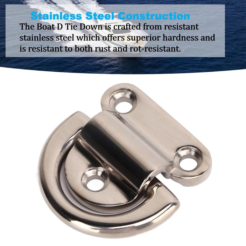 4 Sets Boat D Tie Down, Stainless Steel Folding Pad