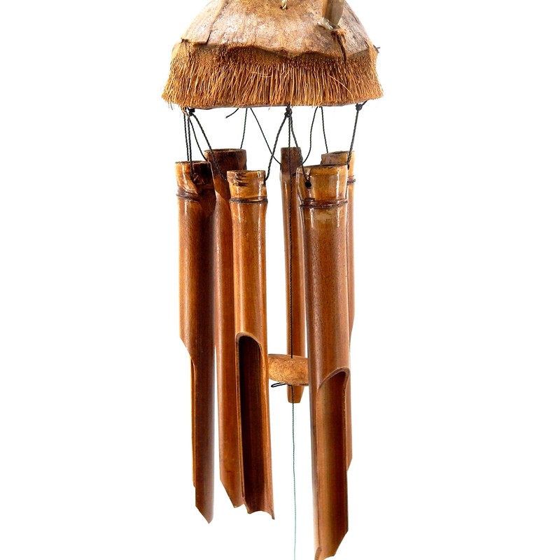 Bellaa 23394 Owl Bamboo Wind Chimes Tune Melody 38 inch