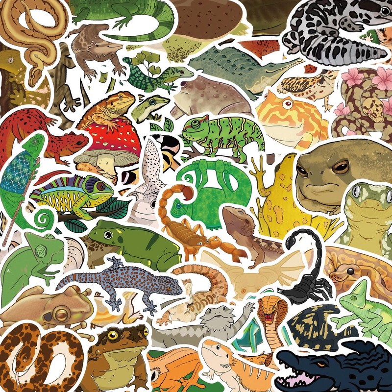 Reptiles Stickers for Laptop (Pack of 50), Gift for Children,