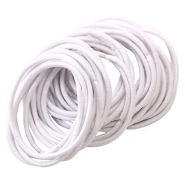 ISABELLA MOON 50Pcs Girls Women 2.5mm Thin School Uniform Endless Hair Elastics Bobbles Hair Ties Bands Ponios Ponytail Holders (White)