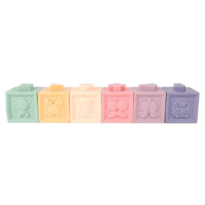 12PCS Children Silicone Building Blocks Soft DIY Educational Chewable Animals