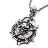 COOLSTEELANDBEYOND Fancy Circle Bone Skull Pendant Necklace for Men, 30