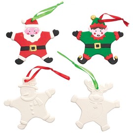 Baker Ross FX375 Christmas Ceramic Star Decorations - Pack of 4, Kids Christmas Decorations Craft Kit, Arts and Crafts Christmas Decorations