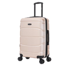 DUKAP SENSE Hardside Luggage with Spinner Wheels | 24 in Durable Lightweight Medium Checked Suitcase for Travel | Zipper Clouser Suit Case with Gel Handles and Trolley | Champagne