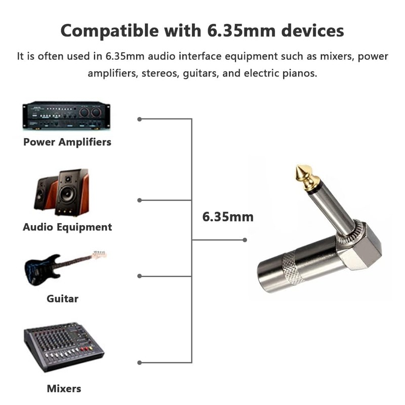 Adaptador Convertidor de Audio 5 Pcs, Conector 6.35mm, Plug 1/4