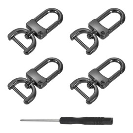 sourcing map 4Pcs Swivel Clasps Hook, 16mm(5/8 Inch) D Ring Detachable Snap Hook Metal Lobster Claw Clasp Hook with Screwdriver for Purse Keychain DIY Craft, Black