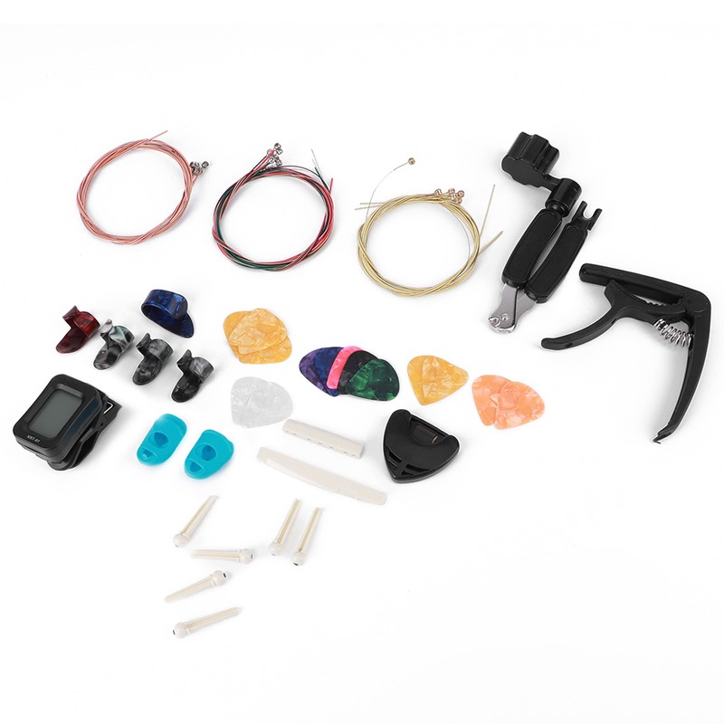 Guitar Accessories Kit Tuner Strings Changing Capo Picks Nail Cover