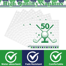 Rakuto Golf 50th Birthday Napkins Decorations for Men, 50pcs Golf Theme Fiftee Birthday Party Napkins, Disposable Paper Supplies Decor
