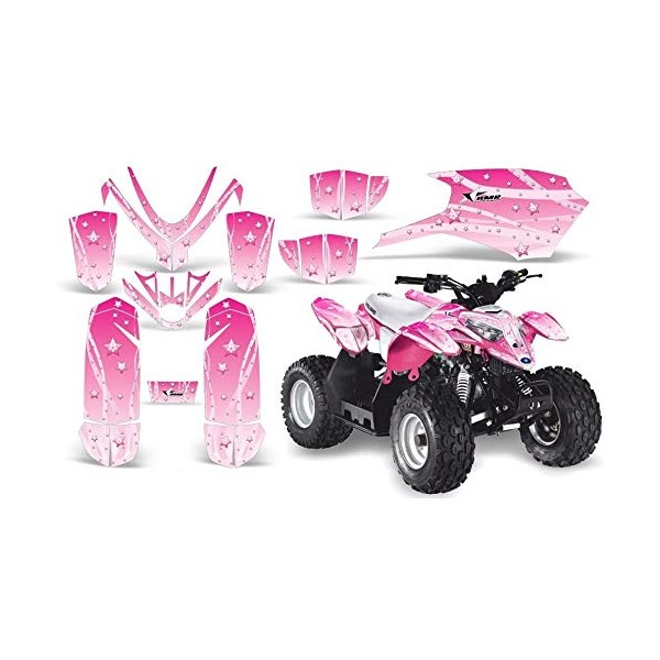 AMR Racing ATV Graphics kit Sticker Decal Compatible with Polaris Outlaw 50 2005-2012 - Starlett Pink