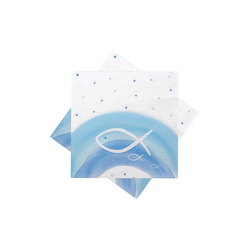 Napkins / Serviettes Communion Christening Table Decoration Fish Rainbow Blue