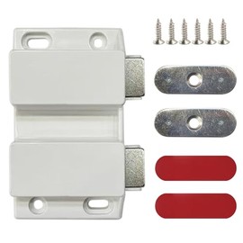 Dual Touch Magnetic Push latches Push to Open Door Latch Magnetic Touch latches Kitchen Door Push Release Latch for Closing and Popping Cupboard and Wardrobe Doors(White 2 Pack)