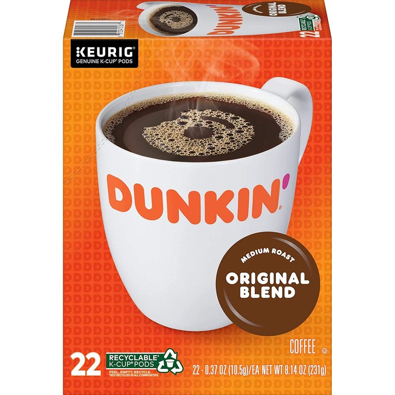 Dunkin Donuts K-Cup Pods, Original Blend, 22/box