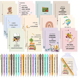 Mooliwe 48 Pcs Positive Affirmation Gift Set Gratitude Notebooks with Pens Small Bags Motivational Encouragement Notepads Daily Affirmations Journal for Women Stress Relief Self Care (Teacher)
