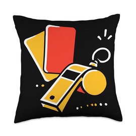 Funny Referee Red Yellow Cards Whistle Throw Pillow