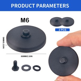 2 Pcs Neodymium Magnets, Magnet 66LB, 66MM Round Magnets, Strong Magnet with M6 M4 Flat Thread Stud Nuts, Magnets Strong, Strong Magnets Heavy Duty, Strong Magnets, Extra Strong Magnets, Large Magnet