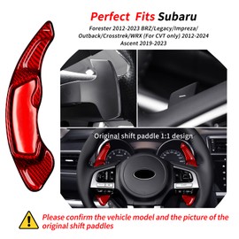 T-carbon Paddle Shifter Extensions Fits Subaru Forester Impreza Legacy Ascent WRX Outback XV Crosstrek Accessories;Real Glass Fiber Steering Wheel Shift Paddle Cover Trims Fits BRZ Scion FRS GT86 Red