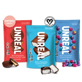 UNREAL Assorted Flavor Variety Pack, Less Sugar, Fair Trade, Non-GMO Ingredients with no Corn Syrup or Sugar Alcohols, No Soy (3 Bag Variety)