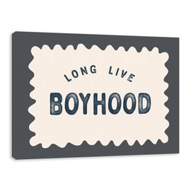 IWGDNJS Boy Nursery Long Live Boyhood Wall Art Decor, Toddler Little Boy Room Decor, Retro Grey Kids Canvas Wall Art Prints for Kids Boys Bedroom Dorm Nursery Playroom, 11x14 Inch