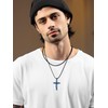 U7 Blue Plated Cross Pendant Crucifix Jewellery for Men Women