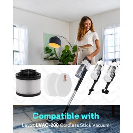 Leemone 18 PCS LVAC-200 Vacuum Filter Replacement, Compatible with Levoit LVAC-200 Cordless Stick Vacuum Cleaner (Model No. LSV-V201-WUS), 8 Pre-Motor Filters and 2 Post-Motor Filters