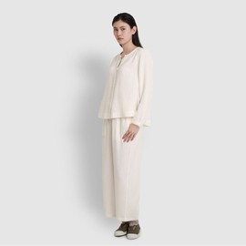 JAJU [JAJU] Women's Double Gauze Shirring Pajama Pants_Ivory