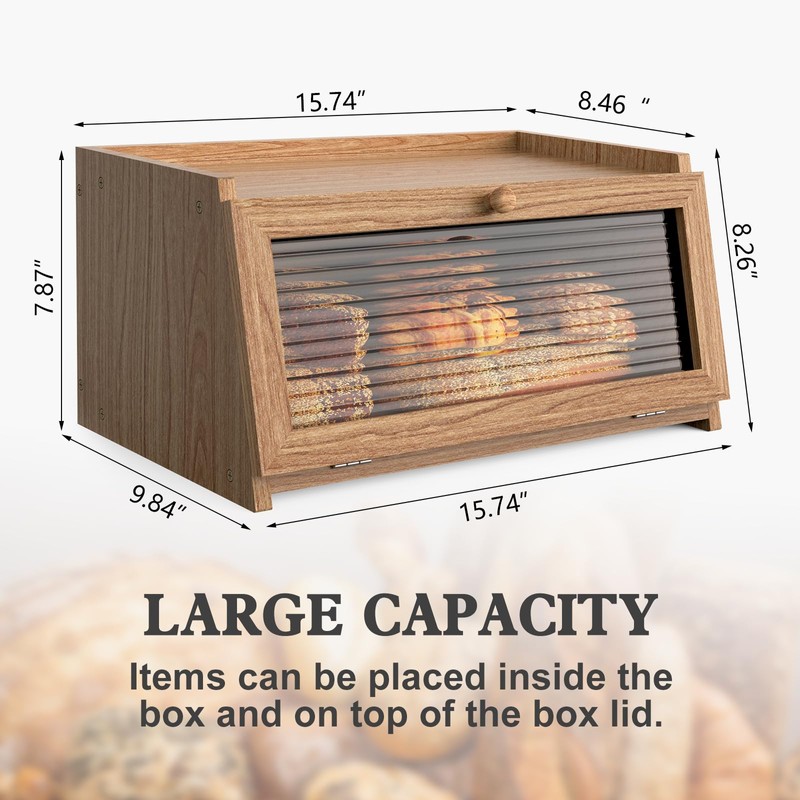 LOHASOK Bread Box for Kitchen Countertop Large Bread Box Farmhouse