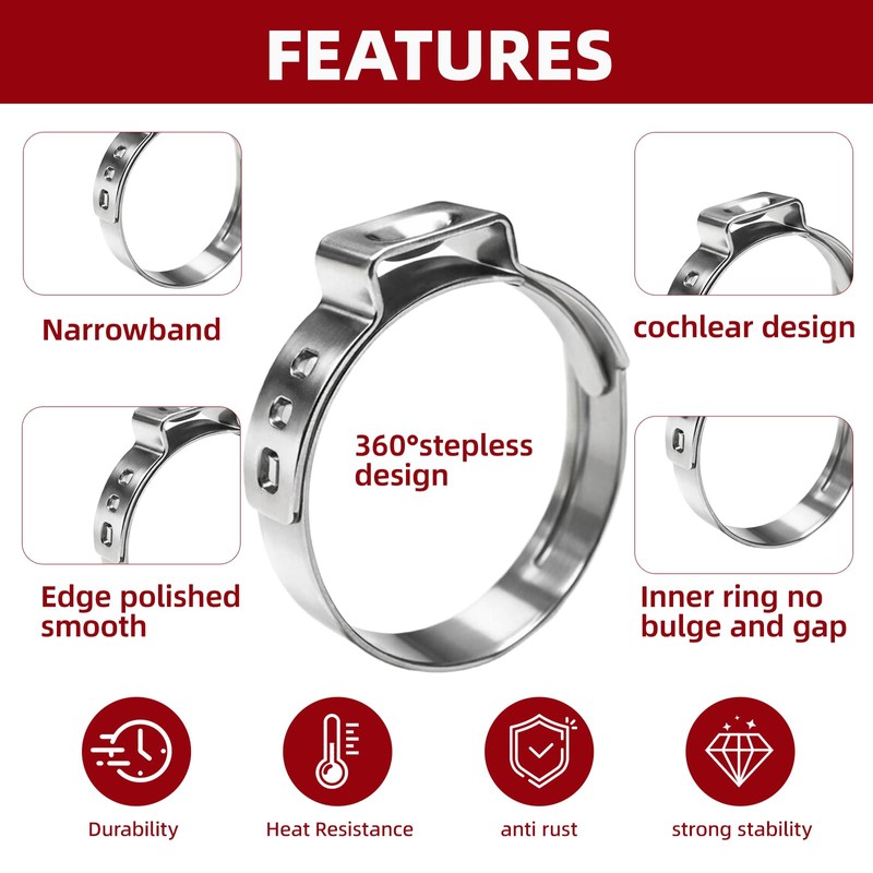 250PCS Single Ear Hose Clamp Kit with Storage Box &