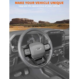 Savadicar Carbon Fiber Interior Accessories - Steering Wheel Trim Cover for Ford F150 (2021-present) - Premium Texture Interior Decor Upgrade Option, 1 PC