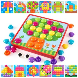 DiiWmme Color Learning Game for Children Aged 2 and Above, Montessori Color Matching Toy with 50 Buttons and 12 Picture Cards