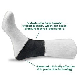 GlideWear Heel and Ankle Socks Protection Socks Bed Sores & Pressure Ulcers - White - Large