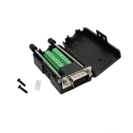 Twinkle Bay D-SUB DB15 Male 15Pin Jack Port to Terminal Breakout Board Connector 3Row Plug, DR15 VGA Male with Case