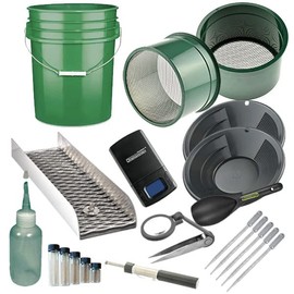 BB Gold Panning Kit Black Gold Pans Mini Sluice Box & Gold Recovery