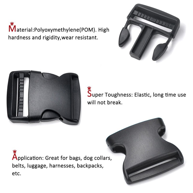 12 Pack Plastic Buckles 2 Inch Adjustable Quick Side Release