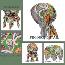 DACKRITO - Gorro de quimioterapia para mujer, 4 piezas, bufanda de cabeza preatada, Varios colores, Talla única