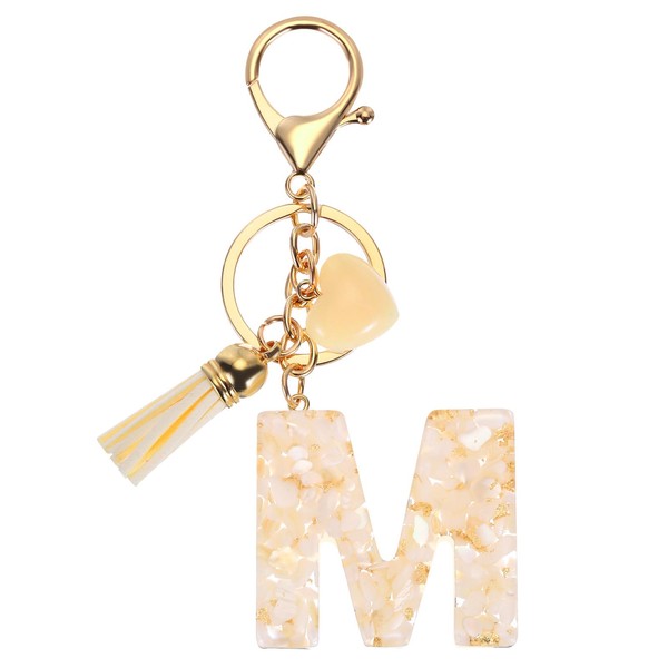 [PATIKIL] Alphabet Initial Letter Key Chain Resin Cute Keychain Tassel