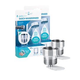 Bluegreen (now puregreen) Shower Water Saver Set of 2 | Easy Installation without Tools | Fits Almost All Shower Fittings & Shower Heads | Save Up to 50% Water with Blue Green (Chrome Colour)