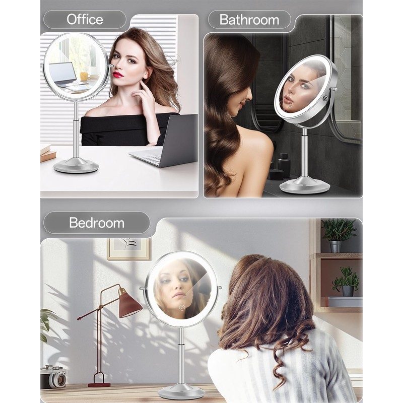 vpu Makeup Mirror with Lights, 1X/30X Lighted Magnifying Mirror Height