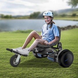 WOQLIBE Hoverboard Go Kart Seat Attachment with Dual Shock Absorber, Bearing 220 lbs 27.5-37.4in Adjustable Length Easy Assembly Accessory for 6.5" to 10" Balance Scooter(Black)