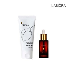 Raviola 라비오라 레몬 허니 브라이트닝 워시오프 팩 100g 1개+ 글로우 오로라 세럼 30ml 1개 Labiola Lemon Honey Brightening Wash-Off Pack 100g 1pc + Glow Aurora Serum 30ml 1pc