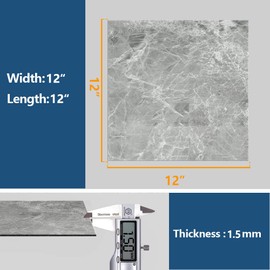 VEELIKE 24 Pack Grey Marble Peel and Stick Floor Tile Waterproof Vinyl Floor Tiles Self Adhesive Removable Vinyl Flooring for Bathroom Bedroom Kitchen 12''x12'' Flooring Tile Stickers