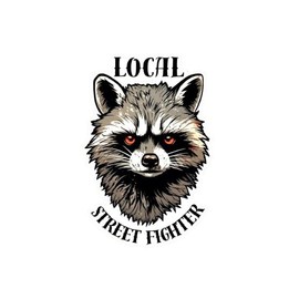 Horizon Decals Local Street Fighter Raccoon Vinyl Sticker Decal - 5 Inches Funny for Vehicles Cars Bumper Helmet Motorcycle Window Adults Laptops Boat Cup Tumblers Bike Adults Trucks