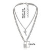 Tanyoyo Lock Key Pendant Necklace Statement Long Chain Punk Multilayer
