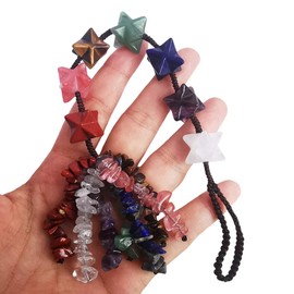 Lovionus89 7 Chakra Crystal Gemstone Hanging Ornament Home Decoration for Healing, Good Luck, Yoga Meditation, Multiple Stones Merkaba