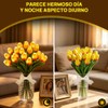 20 Tulipanes Artificiales con Luces LED, Rojo Atardecer