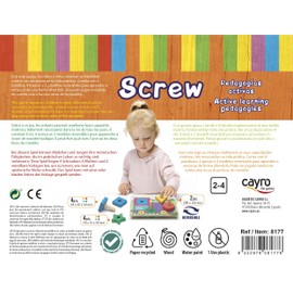 Cayro - Screw - Screw and Nut Game for Children - Wooden Educational Game - Improves Motor Skills - Learning Playing - For Children from 2 to 4 Years