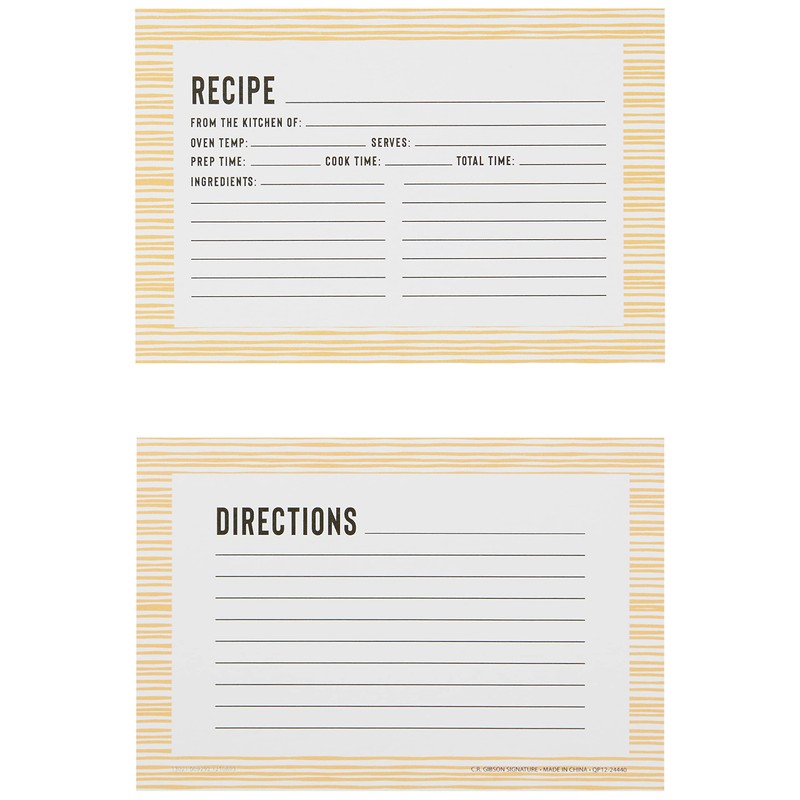 C.R. Gibson Q12-24440 Bloom Double Sided Recipe Card Set, 4"