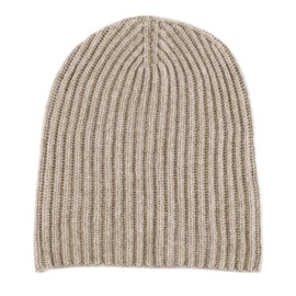 Shorts of Hawick Men's Ribbed 100% Cashmere Beanie Hat - Light Natural - Made in Scotland by Love Cashmere