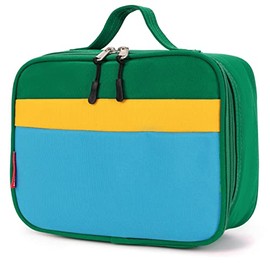 HawLander Insulated Kids Lunch Box Bag for Boys and Girls, Standard Size for School, Green Blue