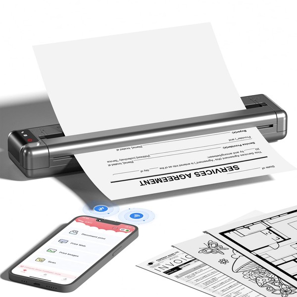 Odaro Q302 Thermal Portable Printer Wireless for Travel, Inkless Bluetooth